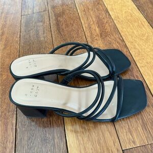 A New Day Black Strappy Block Heels